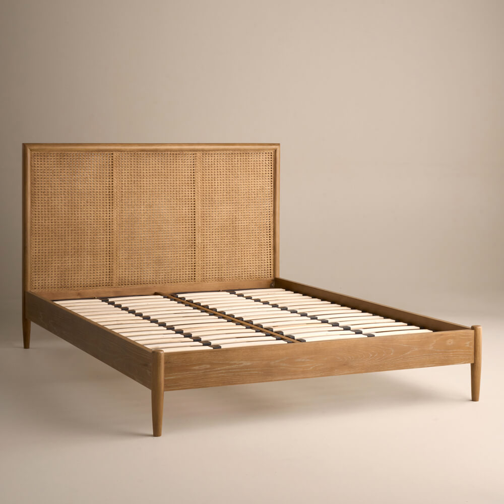 Adina Rattan Bed, Weathered Oak / Rattan, Double
